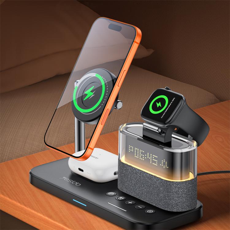 Yesido DS37 25W 6-in-1 Multi-Functional Magnetic Wireless Charging Station - Black