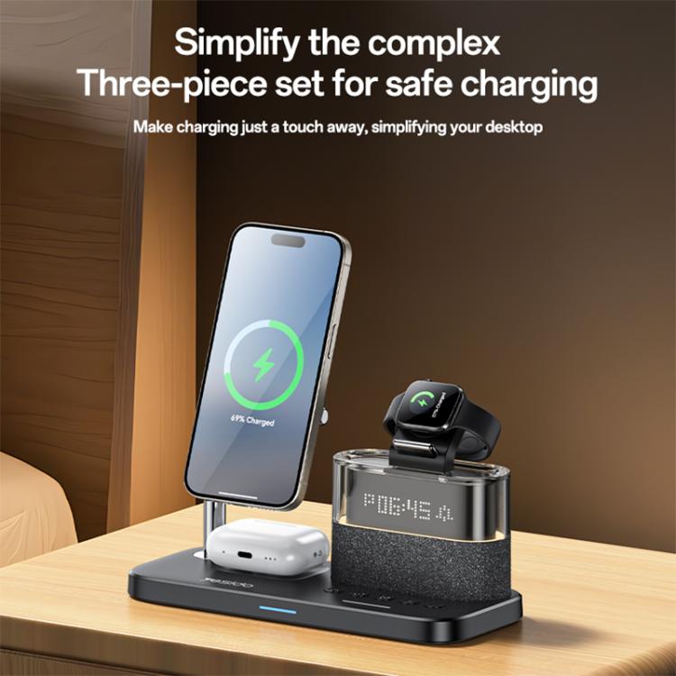 Yesido DS37 25W 6-in-1 Multi-Functional Magnetic Wireless Charging Station - Black