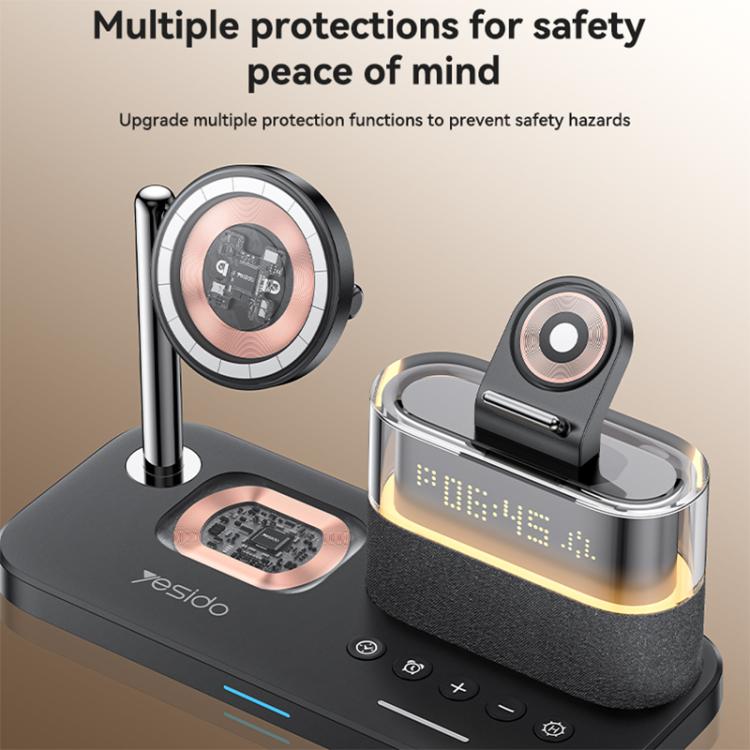 Yesido DS37 25W 6-in-1 Multi-Functional Magnetic Wireless Charging Station - Black