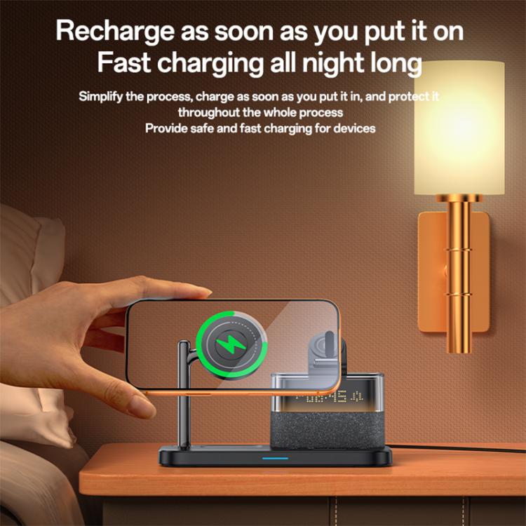 Yesido DS37 25W 6-in-1 Multi-Functional Magnetic Wireless Charging Station - Black