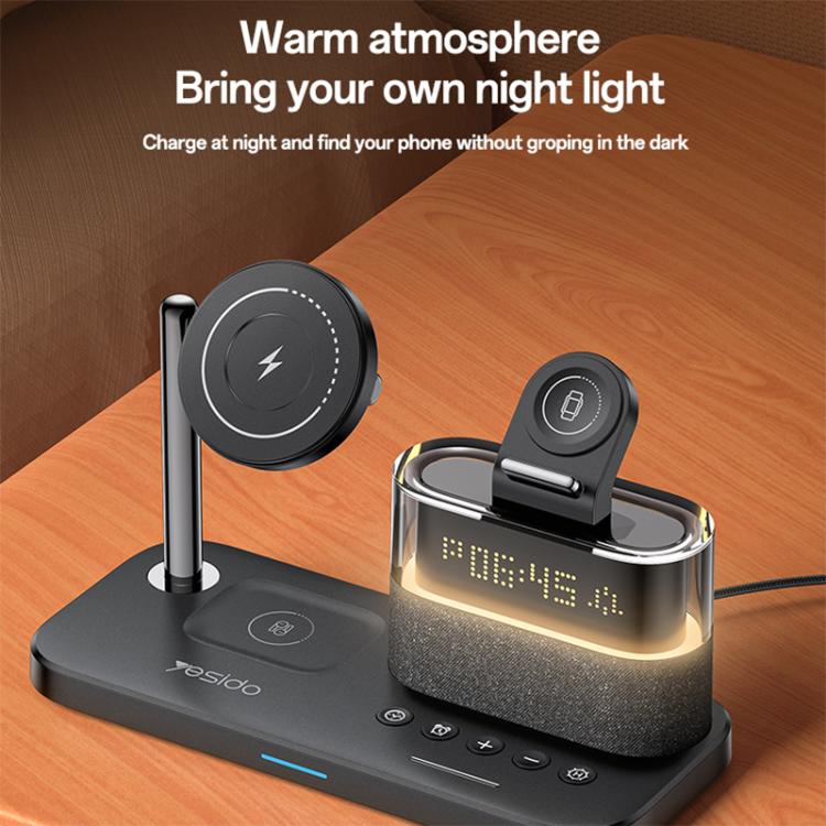 Yesido DS37 25W 6-in-1 Multi-Functional Magnetic Wireless Charging Station - Black