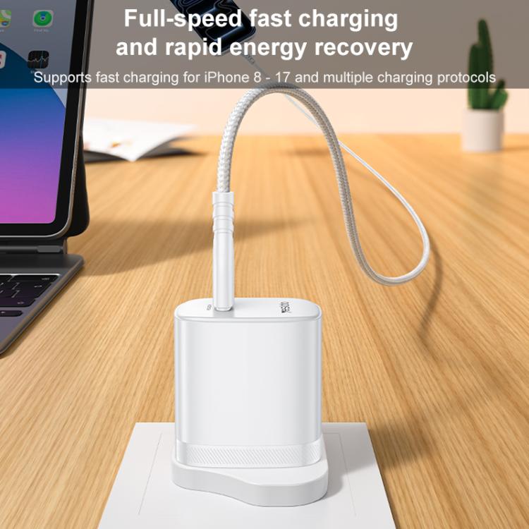 Yesido YC151 PD20W Type-C Charger Set with 1m Type-C to Type-C Data Cable, UK Plug - White