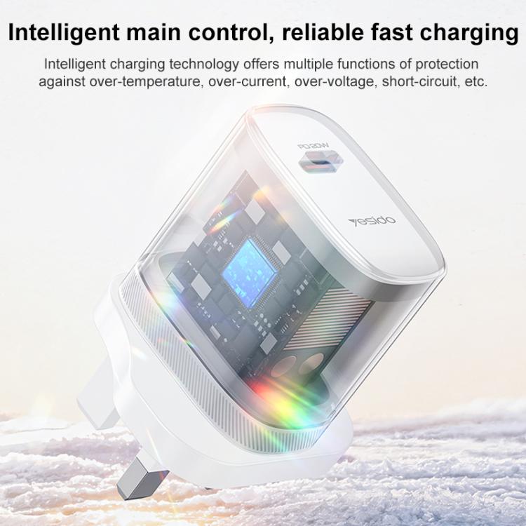 Yesido YC151 PD20W Type-C Charger Set with 1m Type-C to Type-C Data Cable, UK Plug - White
