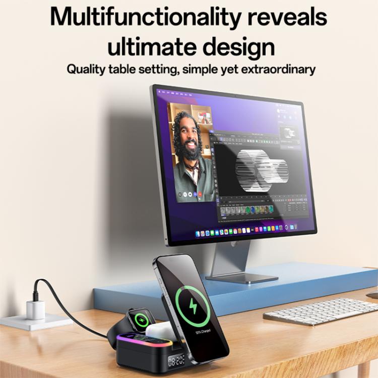 Yesido DS38 65W 8-in-1 Magnetic Wireless Charging Station with Telescopic Cord - Black