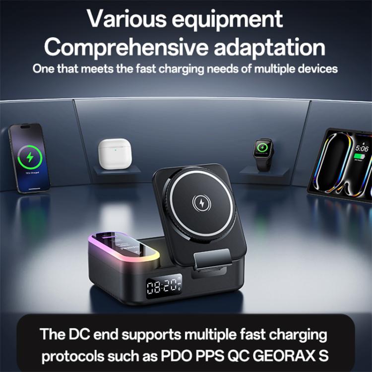 Yesido DS38 65W 8-in-1 Magnetic Wireless Charging Station with Telescopic Cord - Black