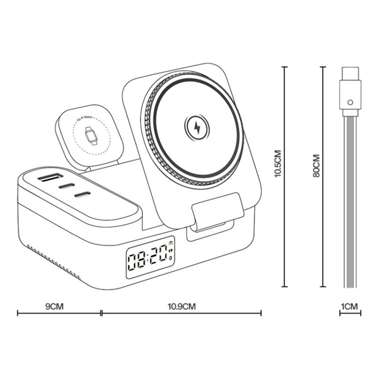 Yesido DS38 65W 8-in-1 Magnetic Wireless Charging Station with Telescopic Cord - Black