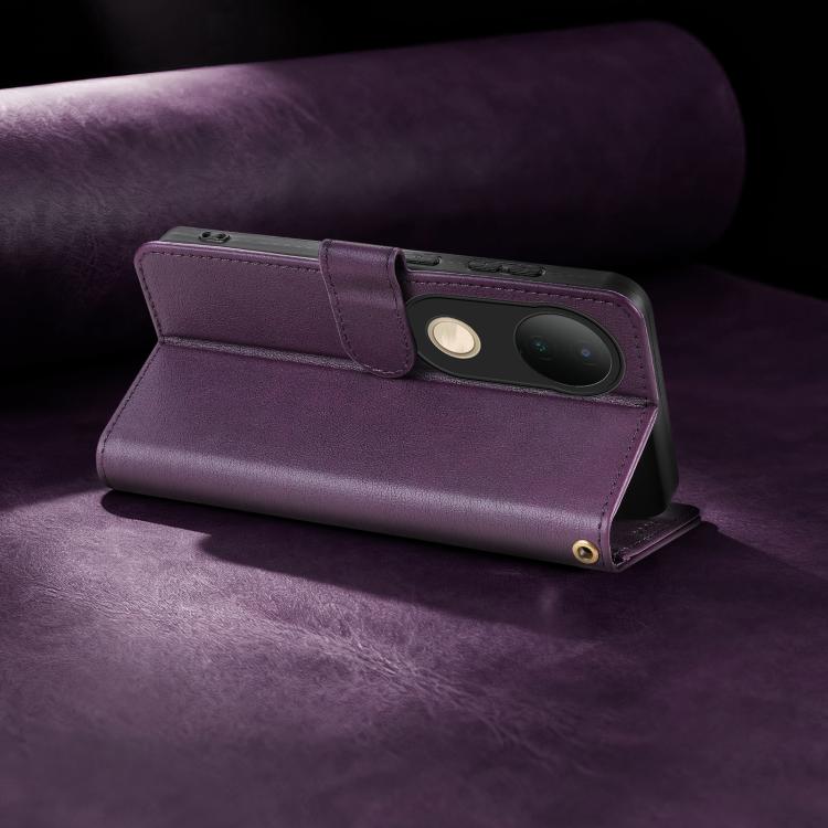 For vivo S20 AZNS A2 Series Tri-Card Wallet RFID Vegan Leather Phone Case with Strap