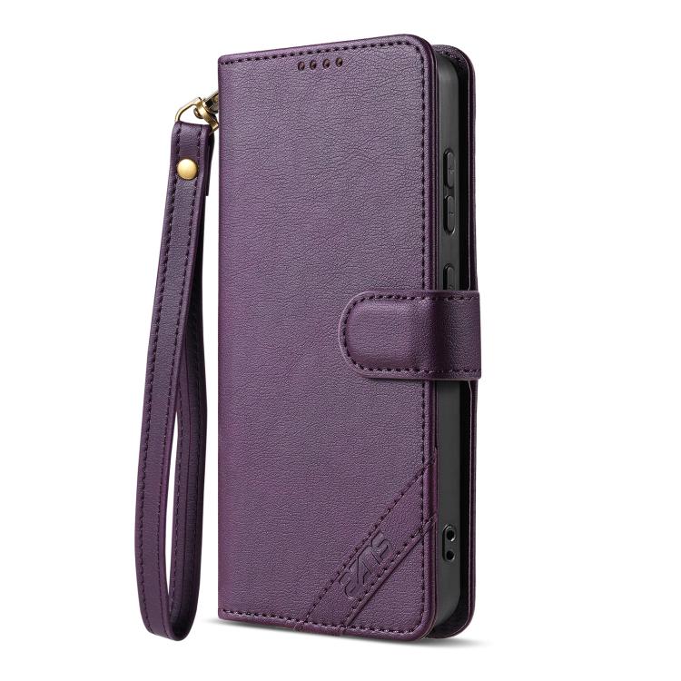 For vivo S50 5G AZNS A2 Series Tri-Card Wallet RFID Vegan Leather Phone Case with Strap