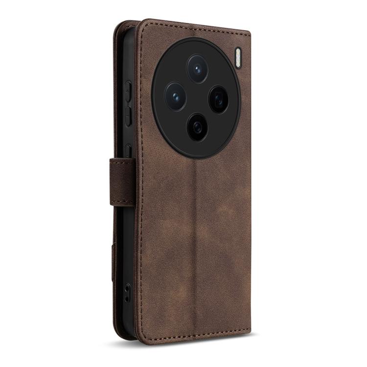 For vivo X200 AZNS A2 Series Tri-Card Wallet RFID Vegan Leather Phone Case with Strap