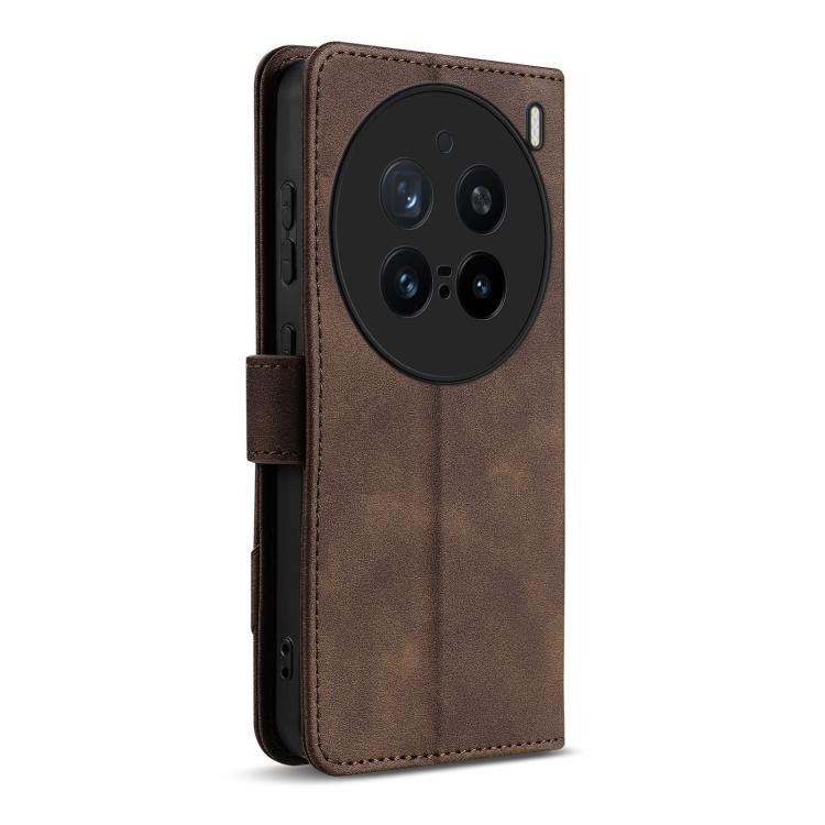 For vivo X200 Pro AZNS A2 Series Tri-Card Wallet RFID Vegan Leather Phone Case with Strap