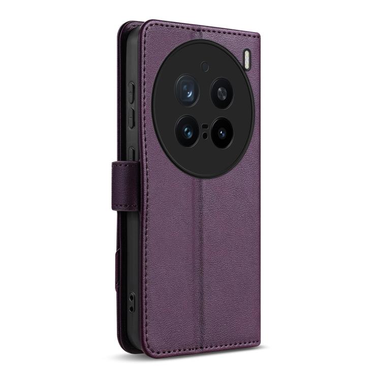 For vivo X200 Pro AZNS A2 Series Tri-Card Wallet RFID Vegan Leather Phone Case with Strap