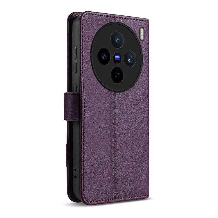 For vivo X200s AZNS A2 Series Tri-Card Wallet RFID Vegan Leather Phone Case with Strap