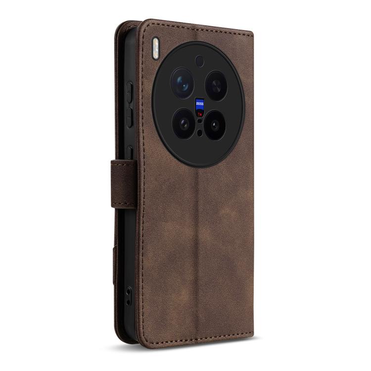 For vivo X300 Pro AZNS A2 Series Tri-Card Wallet RFID Vegan Leather Phone Case with Strap