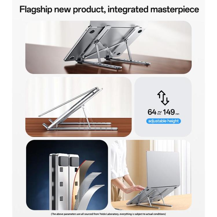 Yesido LP07 Aluminum Alloy Folding Laptop Stand - Silver