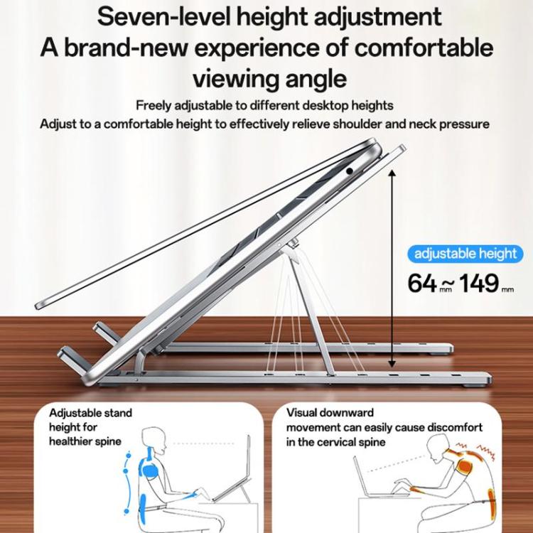 Yesido LP07 Aluminum Alloy Folding Laptop Stand - Silver