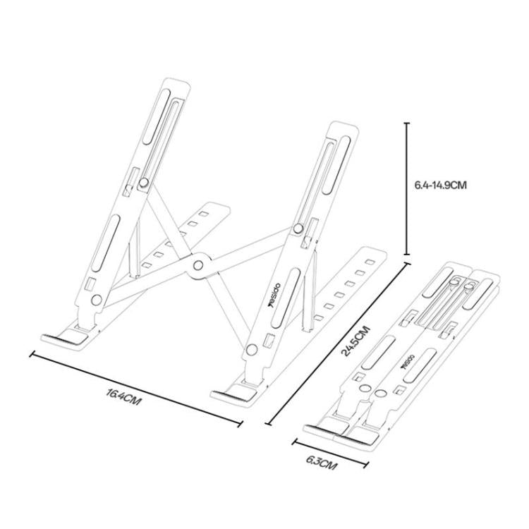 Yesido LP07 Aluminum Alloy Folding Laptop Stand - Silver