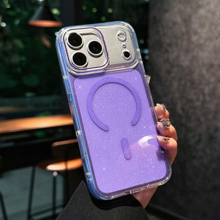 For iPhone 17 Pro Max Crystal Shimmer Acrylic Magnetic Phone Case
