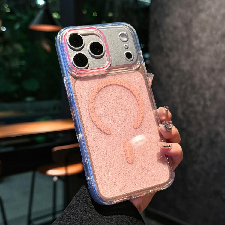 For iPhone 17 Pro Crystal Shimmer Acrylic Magnetic Phone Case