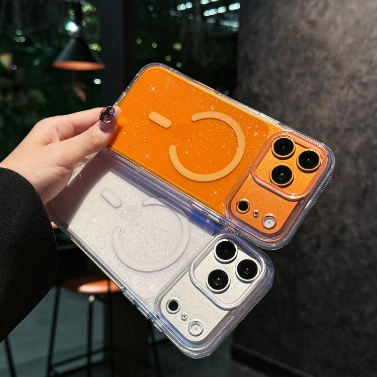 For iPhone 17 Pro Max Crystal Shimmer Acrylic Magnetic Phone Case