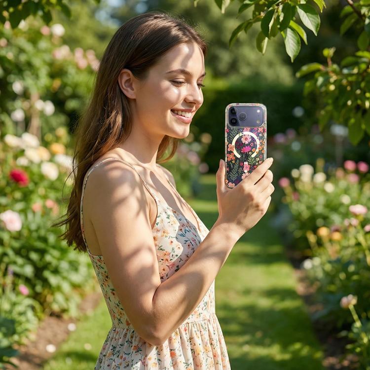 For iPhone 13 Pro IMD Blue Light Jungle Series Magnetic Phone Case