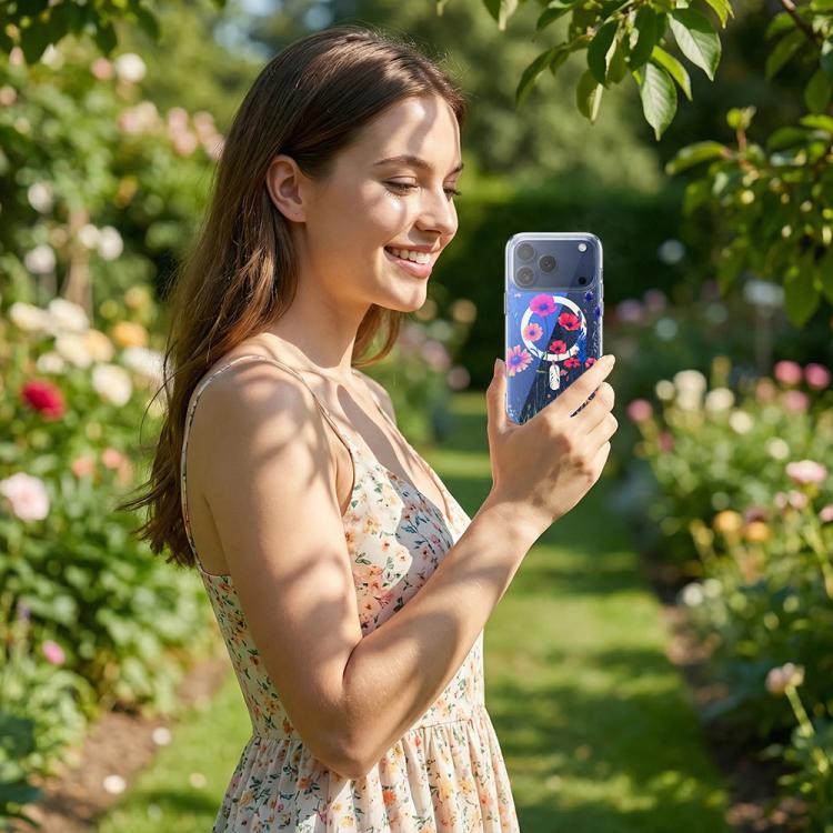 For iPhone 14 Pro IMD Blue Light Jungle Series Magnetic Phone Case