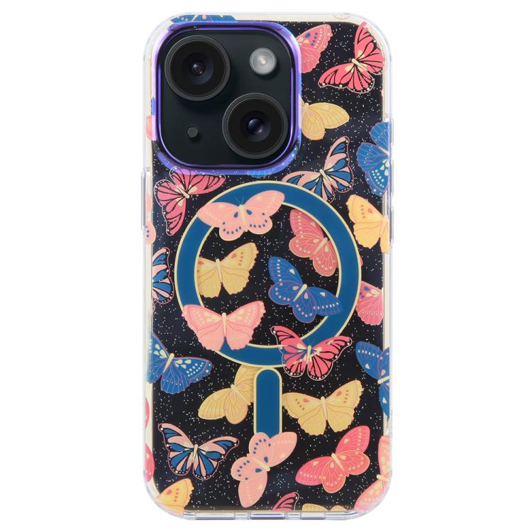 For iPhone 15 Plus / 14 Plus IMD Blue Light Jungle Series Magnetic Phone Case