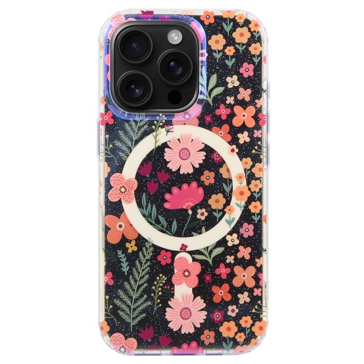 For iPhone 15 Pro IMD Blue Light Jungle Series Magnetic Phone Case