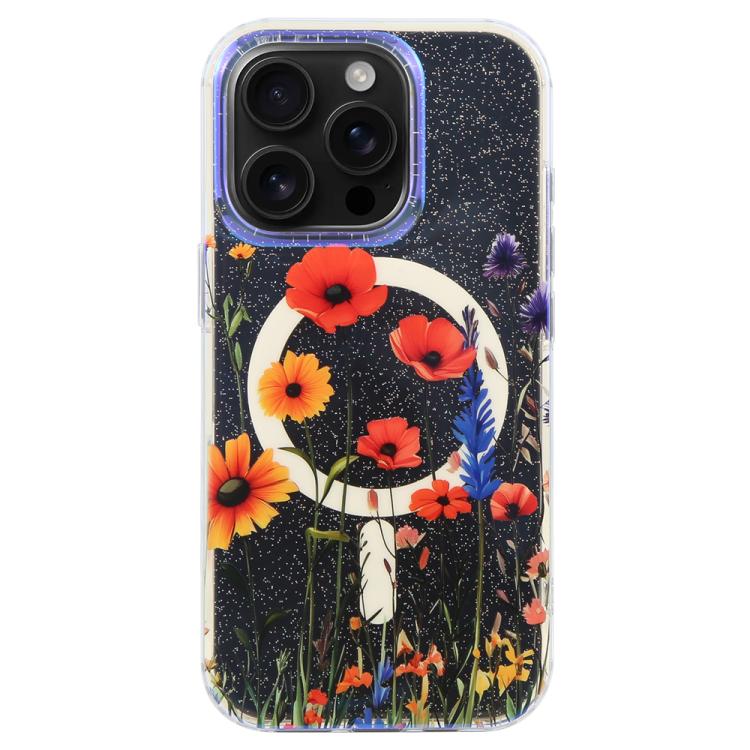 For iPhone 15 Pro IMD Blue Light Jungle Series Magnetic Phone Case