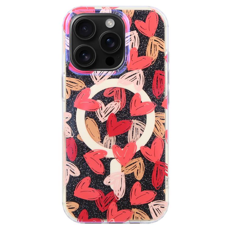 For iPhone 15 Pro IMD Blue Light Jungle Series Magnetic Phone Case