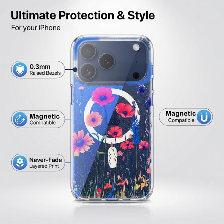 For iPhone 16 Plus IMD Blue Light Jungle Series Magnetic Phone Case