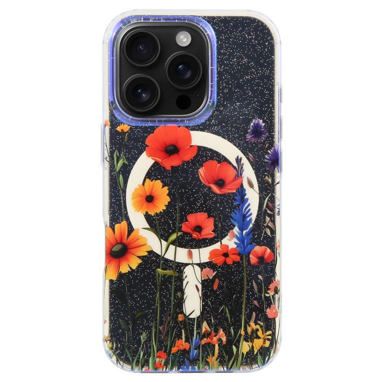 For iPhone 16 Pro IMD Blue Light Jungle Series Magnetic Phone Case