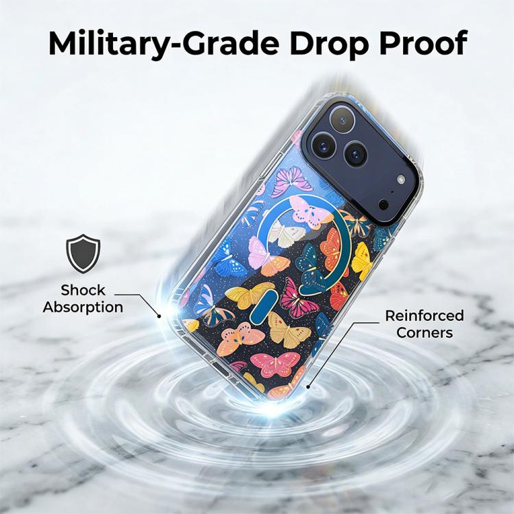 For iPhone 17 IMD Blue Light Jungle Series Magnetic Phone Case