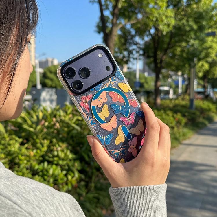 For iPhone 17 Pro IMD Blue Light Jungle Series Magnetic Phone Case