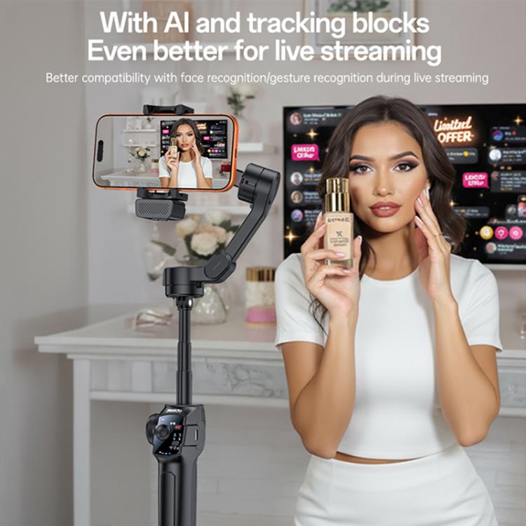 Yesido SF32 Pro Telescopic 3-Axis Gimbal Selfie Stick with AI Module - Black