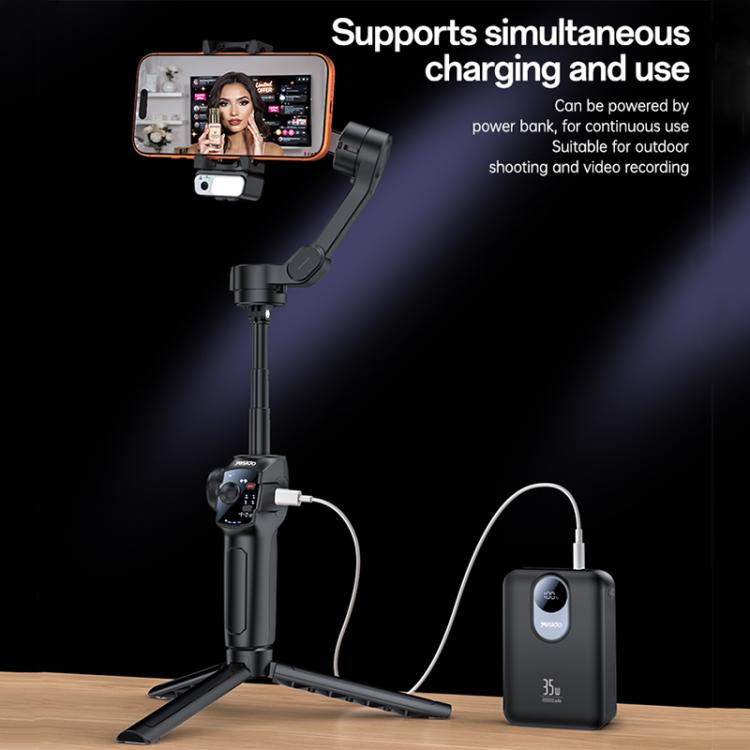 Yesido SF32 Pro Telescopic 3-Axis Gimbal Selfie Stick with AI Module - Black