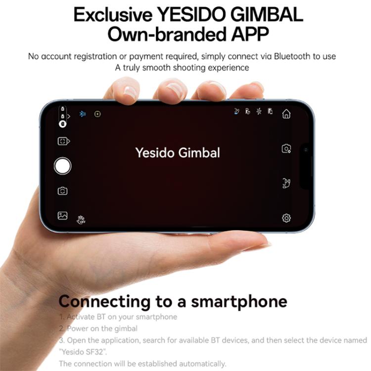Yesido SF32 Telescopic 3-Axis Gimbal Selfie Stick - Black