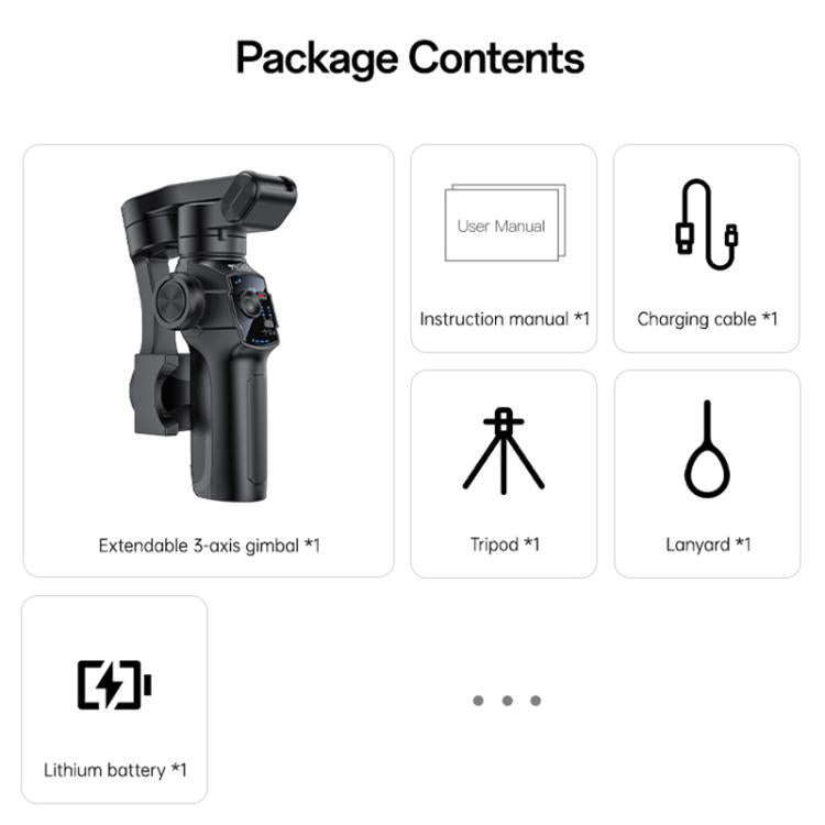 Yesido SF32 Telescopic 3-Axis Gimbal Selfie Stick - Black