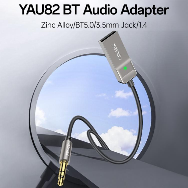 Yesido YAU82 AUX 3.5mm Car Bluetooth 5.0 Audio Adapter - Black