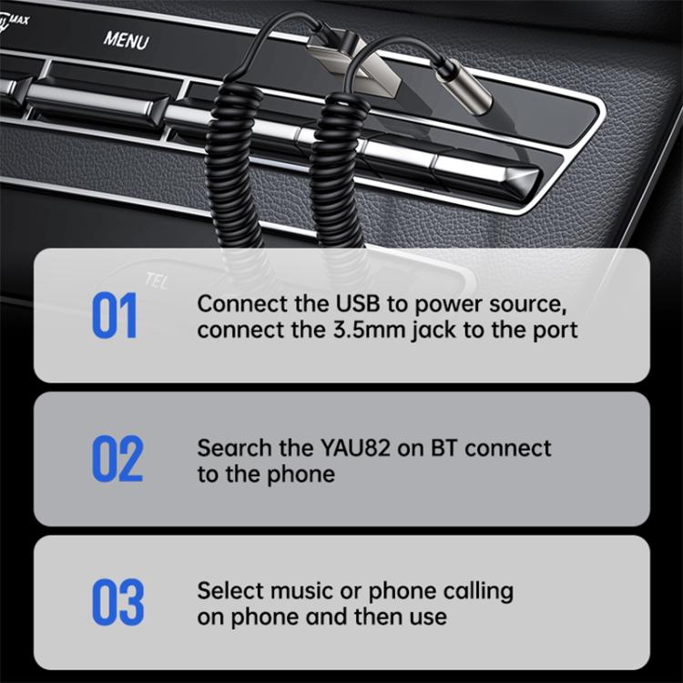 Yesido YAU82 AUX 3.5mm Car Bluetooth 5.0 Audio Adapter - Black