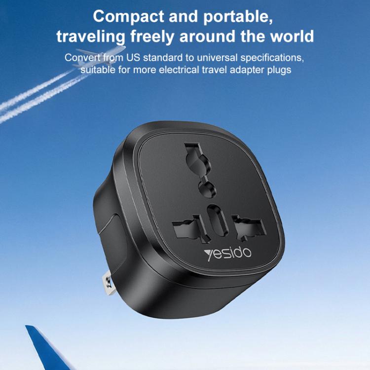 Yesido MC45 US / AU Plug Converter Travel Universal Adapter - Black