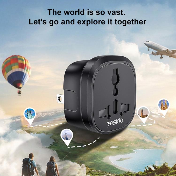 Yesido MC45 US / AU Plug Converter Travel Universal Adapter - Black