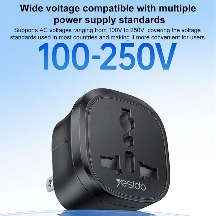 Yesido MC45 US / AU Plug Converter Travel Universal Adapter - Black