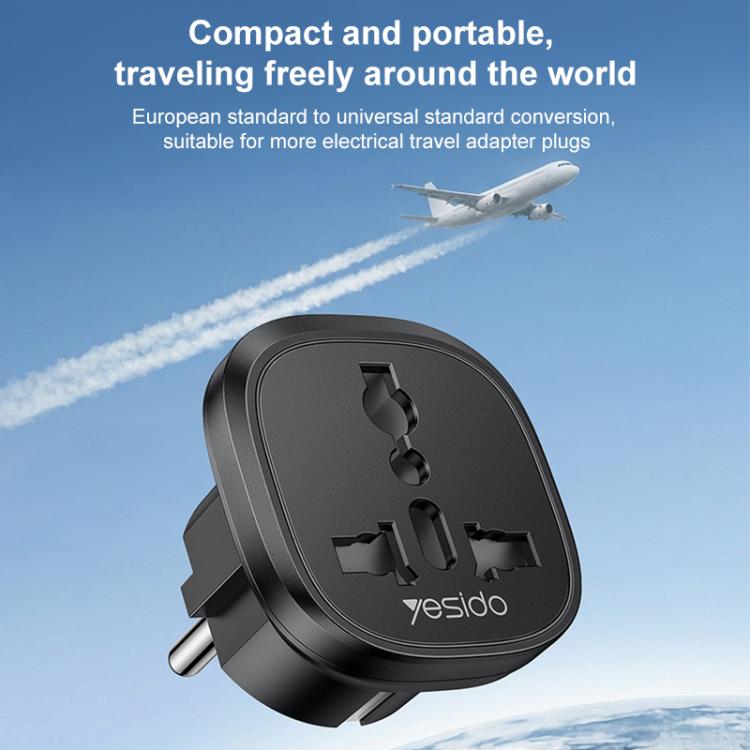 Yesido MC44 EU Plug Converter Travel Universal Adapter - Black