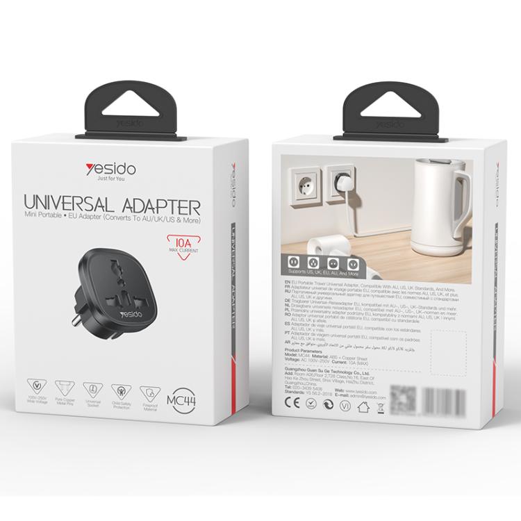 Yesido MC44 EU Plug Converter Travel Universal Adapter - Black