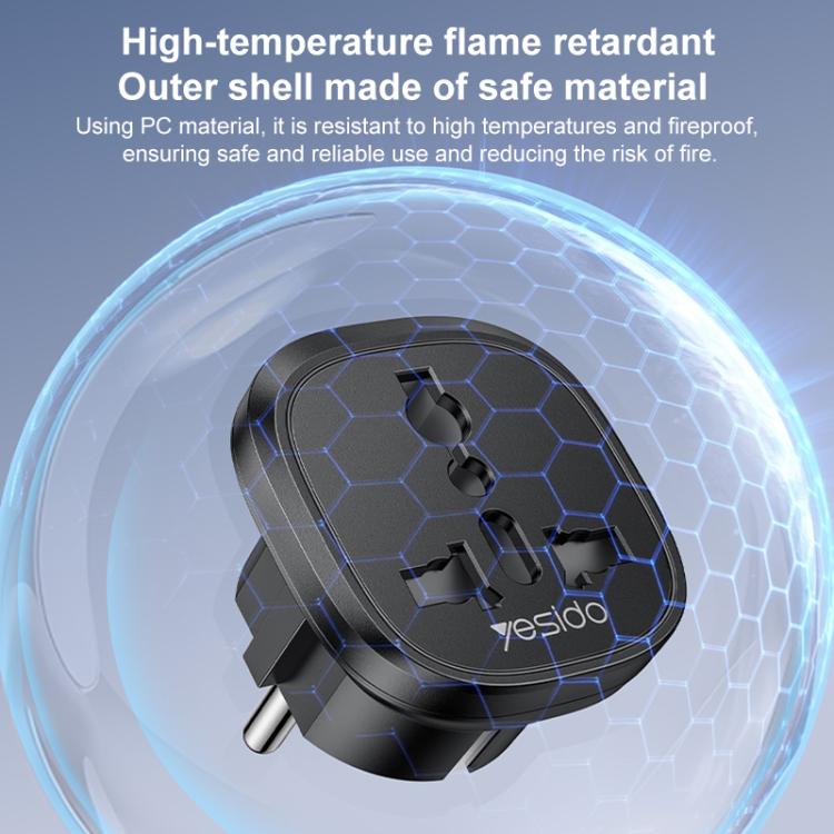 Yesido MC44 EU Plug Converter Travel Universal Adapter - Black