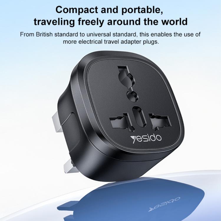 Yesido MC43 UK Plug Converter Travel Universal Adapter - Black