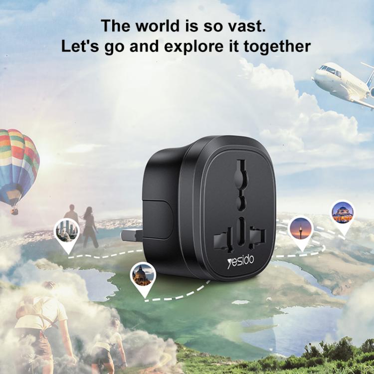 Yesido MC43 UK Plug Converter Travel Universal Adapter - Black