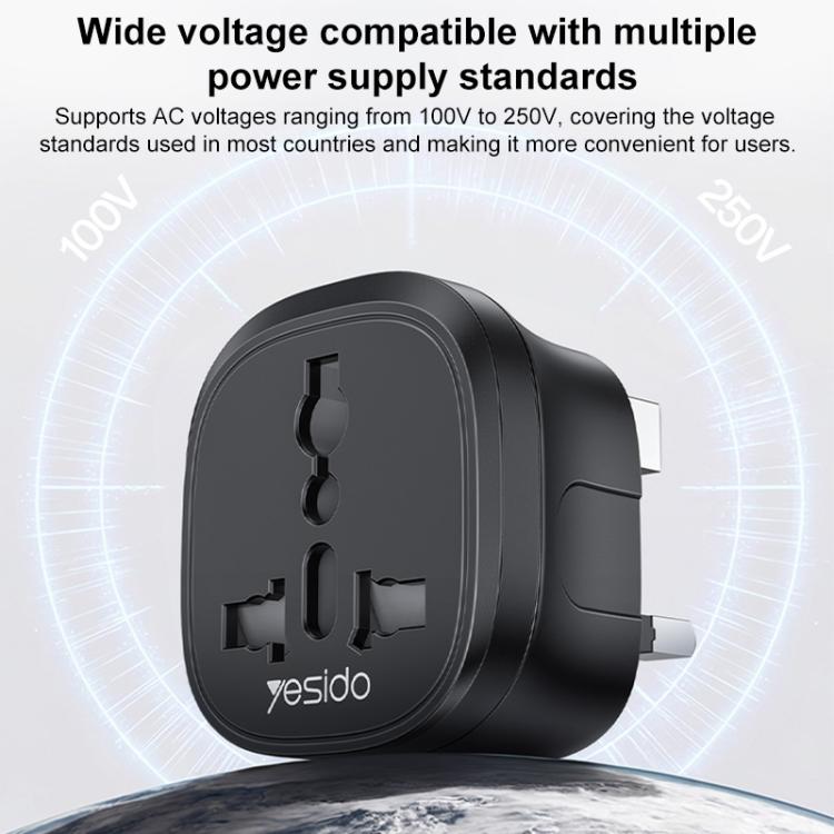 Yesido MC43 UK Plug Converter Travel Universal Adapter - Black