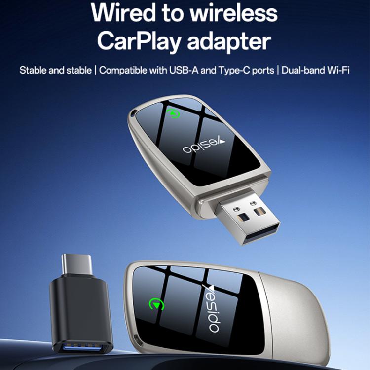 Yesido KM29 Wired to Wireless CarPlay Converter - Gold