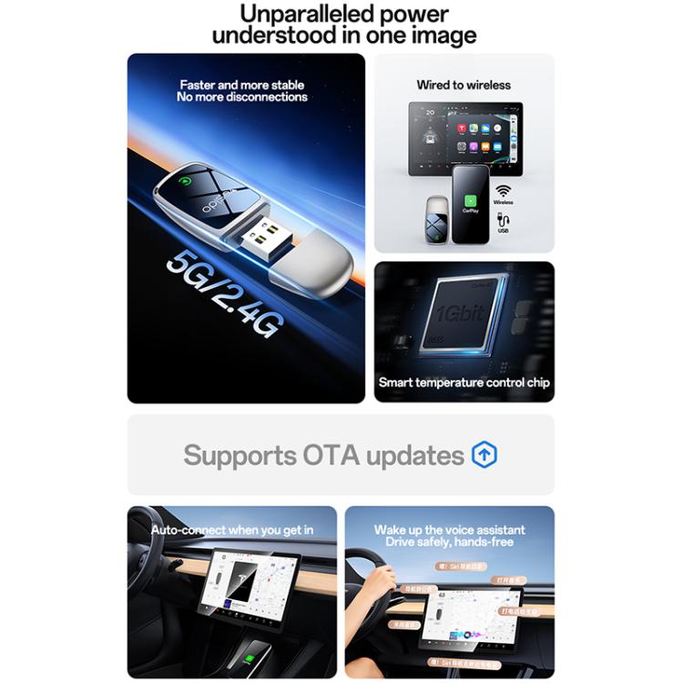 Yesido KM29 Wired to Wireless CarPlay Converter - Gold